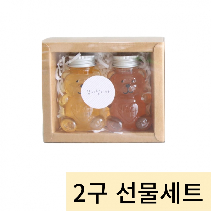 (비케어풀) 천연벌꿀 100% 미니베어풀 2구 선물세트 곰돌이꿀 답례품 90g*2EA